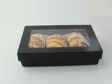 Bakeable Black Kray Box with PET Lid - 50oz L:8.9in W:6.1in H:2in Up to 350F(Base Only) - 100 pcs