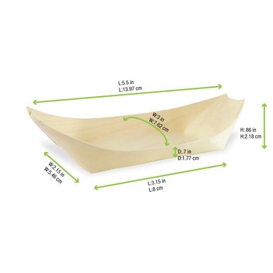 Medium Wooden Boat - 3.5oz L:5in W:3inin H:1.3in - 500 pcs