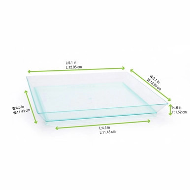 Klarity Square Transparent Green Dish - 8oz L:5.1in W:5.1in H:0.6in - 100 pcs Klarity Square Transparent Green Dish - 8oz L:5.1in W:5.1in H:0.6in - 100 pcs