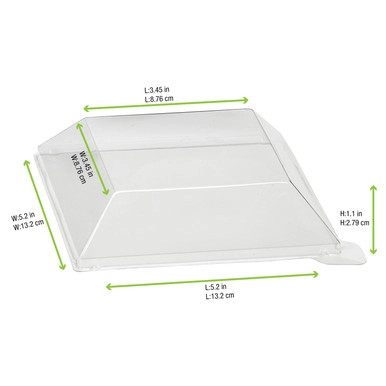 Klarity Transparent PET Green Lid For 210KLAR1313 - L:5.11in W:5.11in H:1.18in - 100 pcs Klarity Transparent PET Green Lid For 210KLAR1313 - L:5.11in W:5.11in H:1.18in - 100 pcs