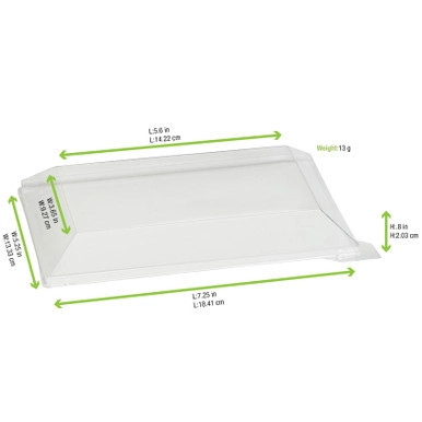 Klarity Transparent PET Green Lid For 210KLAR1813 - L:7.08in W:5.11in H:1.18in - 100 pcs