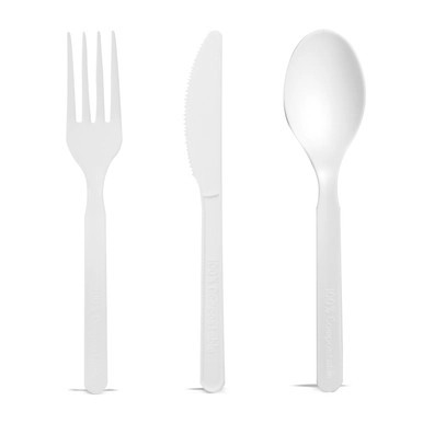 Unwrapped Compostable & Heat Proof Corn - White Knife - L:6in - 1000 pcs
