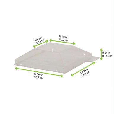 Klarity Transparent PET Green Lid For 210KLAR6565 - L:2.55in W:2.55in H:0.65in - 200 pcs