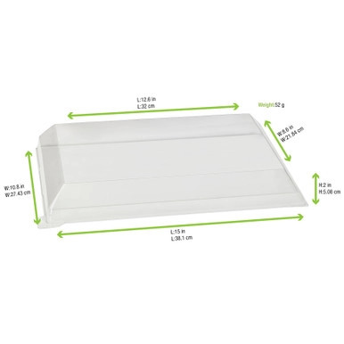 Klarity Transparent PET Green Lid For 210KLARTRAY - L:14.9in W:10.7in H:1.18in - 50 pcs