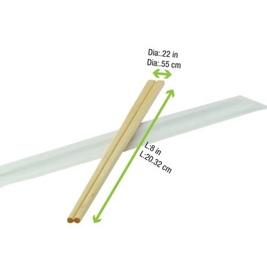 Individually Wrapped Wooden Chopsticks - 7.9 X 0.2in - 2000 pcs