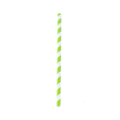 Durable Lime Green & White Striped Giant Smoothie Paper Straws - Unwrapped - D:0.3in L:7.75in - 3000 pcs