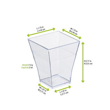TAITI Clear Square Cup - 2oz L:1.7in W:1.7in H:2.1in - 600 pcs