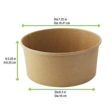 Round Kraft Salad Bucket - 53oz D:7.3in H:3.2in - 360 pcs Round Kraft Salad Bucket - 53oz D:7.3in H:3.2in - 360 pcs
