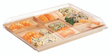 Rectangular Samurai Wooden Serving Tray - L:14.9in W:10.7in H:1.1in - 100 pcs