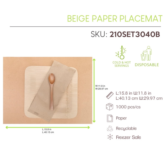 Beige paper place mat - L:15.8in W:11.8in - 1000 pcs Beige paper place mat - L:15.8in W:11.8in - 1000 pcs
