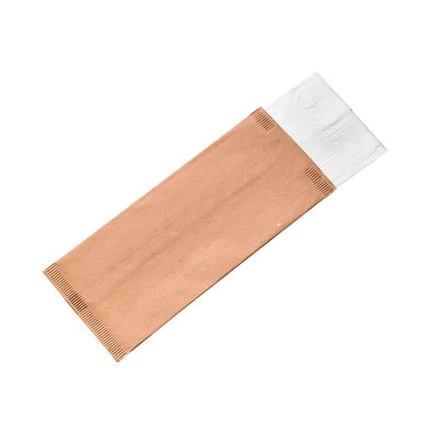 Beige cutlery paper bag with white napkin 2-ply - L:15in W:15.1in - 500 pcs Beige cutlery paper bag with white napkin 2-ply - L:15in W:15.1in - 500 pcs