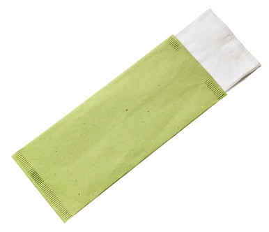 Green cutlery paper bag with white napkin 2-ply - L:15in W:15.1in - 500 pcs Green cutlery paper bag with white napkin 2-ply - L:15in W:15.1in - 500 pcs