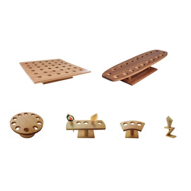 10 Holes Bamboo Cone and Temaki Display - D:7.1in H:3.65in - 2 pcs