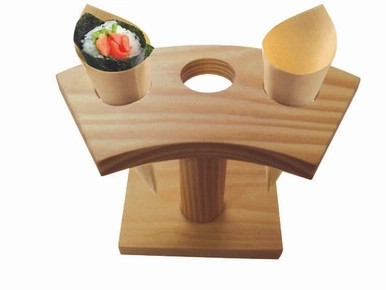3 Holes Bamboo Cone and Temaki Display - D:0.8in 6.25 x 3 x 3.5in - 10 pcs 3 Holes Bamboo Cone and Temaki Display - D:0.8in 6.25 x 3 x 3.5in - 10 pcs