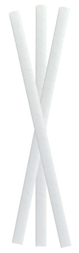 Durable Solid White Smoothie Paper Straws - Wrapped - D:0.3in L:7.75in - 3000 pcs