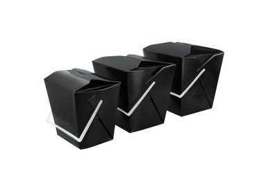 Black Take Out Box with Handle - 26oz L:4in W:3.55in H:4.15in - 450 pcs