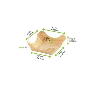 PIN UP Wooden Square Plate - 0.5oz L:1.6in W:1.6in H:0.4in - 250 pcs