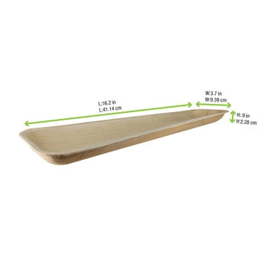 Rectangular Palm Leaf Plate - L:16.2in W:3.7in H:0.9in - 100 pcs Rectangular Palm Leaf Plate - L:16.2in W:3.7in H:0.9in - 100 pcs