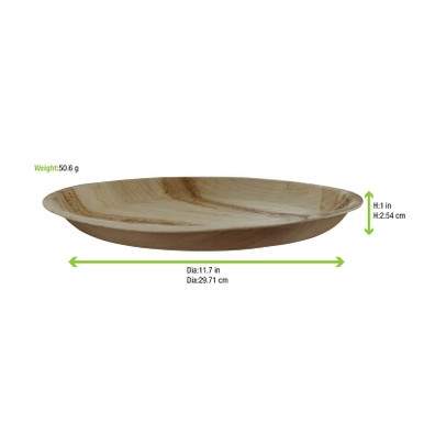 Palm Leaf Round Dinner Plate - D:12in H:1in - 100 pcs Palm Leaf Round Dinner Plate - D:12in H:1in - 100 pcs