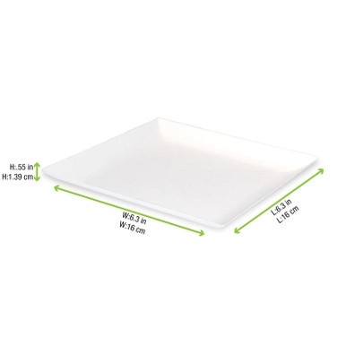 Bio n Chic White Sugarcane Plate - L:6.3in W:6.3in H:0.55in - 100 pcs