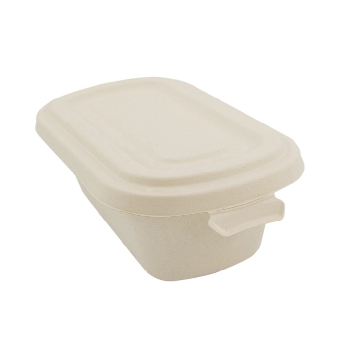 Rectangular Brown Sugarcane Container - 40oz L:9in W:5.3in H:2.9in - 250 pcs