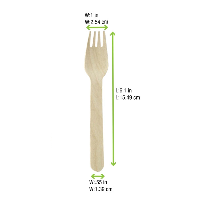 Unwrapped Wooden Fork - L:5.5in - 2000 pcs