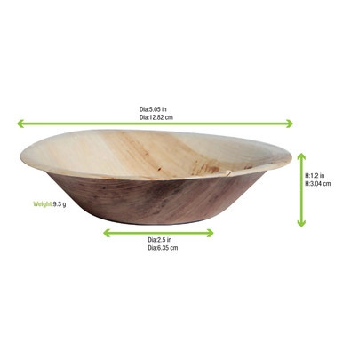 Palm Leaf Mini Bowl/Plate - 6oz D:4.7in H:1in - 100 pcs Palm Leaf Mini Bowl/Plate - 6oz D:4.7in H:1in - 100 pcs