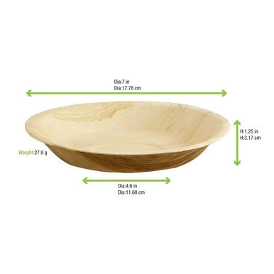 Palm Leaf Bowl / Plate - 16oz D:7in H:1in - 100 pcs Palm Leaf Bowl / Plate - 16oz D:7in H:1in - 100 pcs