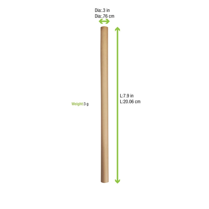 Unwrapped Durable & Reusable Jumbo Reed straws - D:0.2in L:7.9in - 500 pcs