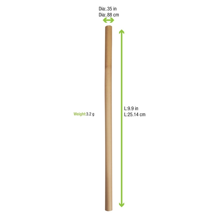 Unwrapped Durable & Reusable Jumbo Reed straws - D:0.2in L:9.9in - 500 pcs