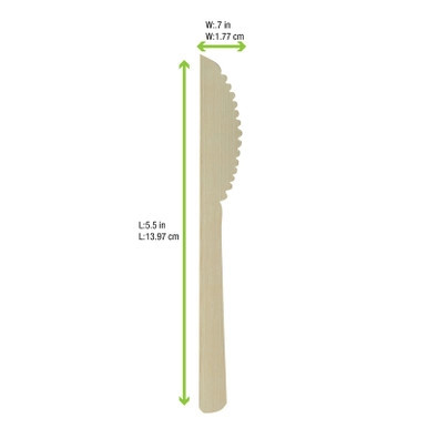Elegant and Sturdy Bamboo Knife - L:6.69in - 500 pcs