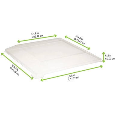 Clear PET Lid for 210SAMBQ170 - L:6.88in W:6.88in H:0.78in - 100 pcs