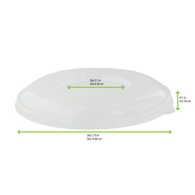 Clear PLA round lid for 210APUPK24BR & 210APUPK32BR & 210APUPK40BR - D:7.7in - 250 pcs