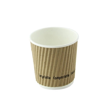Compostable Rippled Beige Cups - 4 oz Dia: 2.4" H: 2.4"