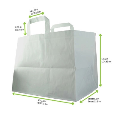 White paper carrier bag - W:12.6in Gusset:8.66in H:9.45in - 250 pcs White paper carrier bag - W:12.6in Gusset:8.66in H:9.45in - 250 pcs