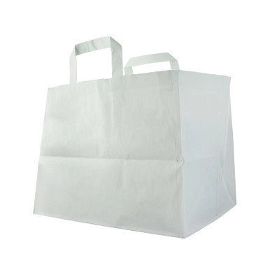 White paper carrier bag - W:12.6in Gusset:8.66in H:9.45in - 250 pcs White paper carrier bag - W:12.6in Gusset:8.66in H:9.45in - 250 pcs
