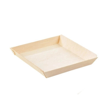 Square Samurai Wooden Dish - 8oz L:5.2in W:5.2in H:0.79in - 100 pcs