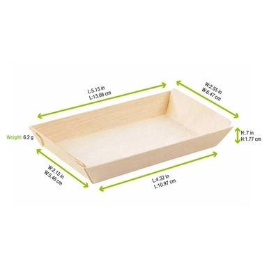 Rectangular Samurai Wooden Dish - 5oz L:5.1in W:2.5in H:0.79in - 100 pcs Rectangular Samurai Wooden Dish - 5oz L:5.1in W:2.5in H:0.79in - 100 pcs