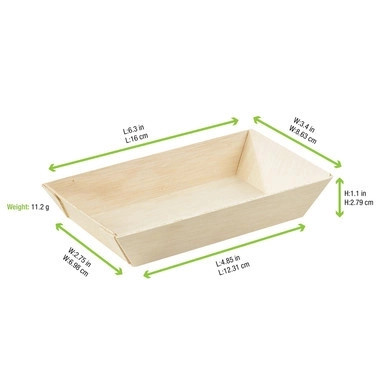 Rectangular Samurai Wooden Dish - 10oz L:6in W:3.3in H:1.1in - 100 pcs