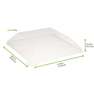 Clear PET Lid for 210SAMBQ1313 - L:5.11in W:5.11in H:0.78in - 100 pcs