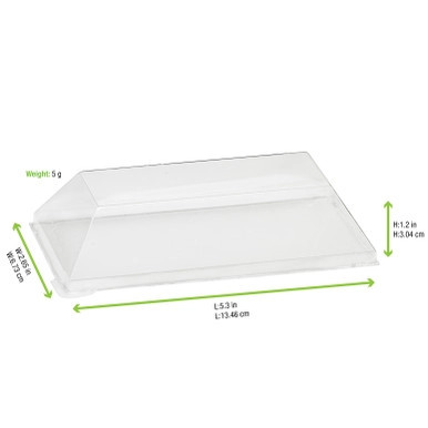 Clear PET Lid for 210SAMBQ65 - L:5.11in W:2.55in H:0.78in - 100 pcs