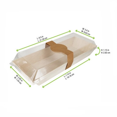 Rectangular Samurai Wooden Tray - 14oz L:8.4in W:3.3in H:1.1in - 100 pcs Rectangular Samurai Wooden Tray - 14oz L:8.4in W:3.3in H:1.1in - 100 pcs