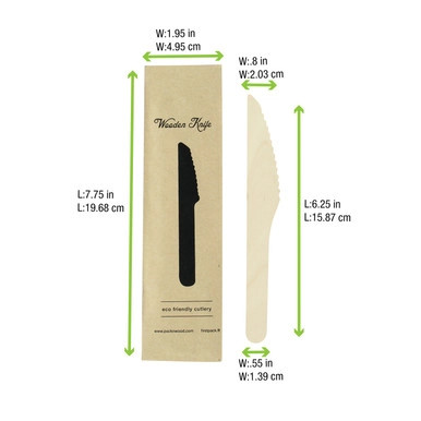 Wooden Knife Wrapped in Paper Wrapper - L:6.2in W:1.95in - 500 pcs Wooden Knife Wrapped in Paper Wrapper - L:6.2in W:1.95in - 500 pcs