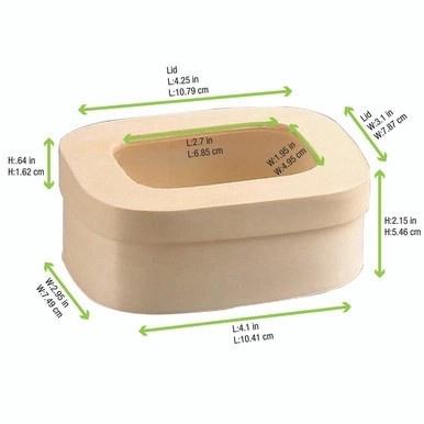 Rectangular Wood Box with Window Lid - 8oz L:4.3in W:3in H:2in - 100 pcs