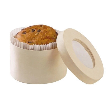 Round Wooden Box with Window Lid - 13oz D:3.7in - 100 pcs