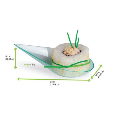 VAIA Clear Green Drop Shaped Mini Dish - 0.25oz L:4in W:1.9in H:1in - 300 pcs