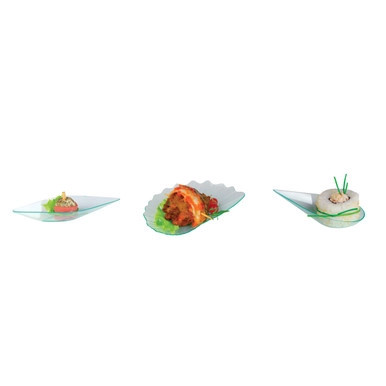 VAIA Clear Green Drop Shaped Mini Dish - 0.25oz L:4in W:1.9in H:1in - 300 pcs