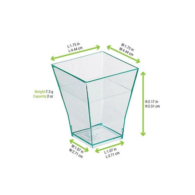 TAITI Clear Green Square Cup - 2oz L:1.7in W:1.7in H:2.1in - 600 pcs TAITI Clear Green Square Cup - 2oz L:1.7in W:1.7in H:2.1in - 600 pcs