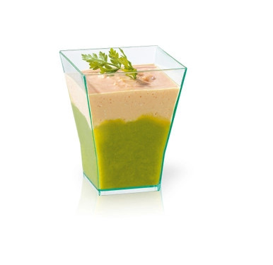 TAITI Clear Green Square Cup - 2oz L:1.7in W:1.7in H:2.1in - 600 pcs TAITI Clear Green Square Cup - 2oz L:1.7in W:1.7in H:2.1in - 600 pcs