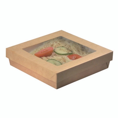 Kraft Kray Boxes with PET Window Lid - 60oz L:7.1in W:7.1in H:2in - 200 pcs Kraft Kray Boxes with PET Window Lid - 60oz L:7.1in W:7.1in H:2in - 200 pcs
